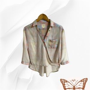 Anthropologie Maeve Pink Plaid Top Size S